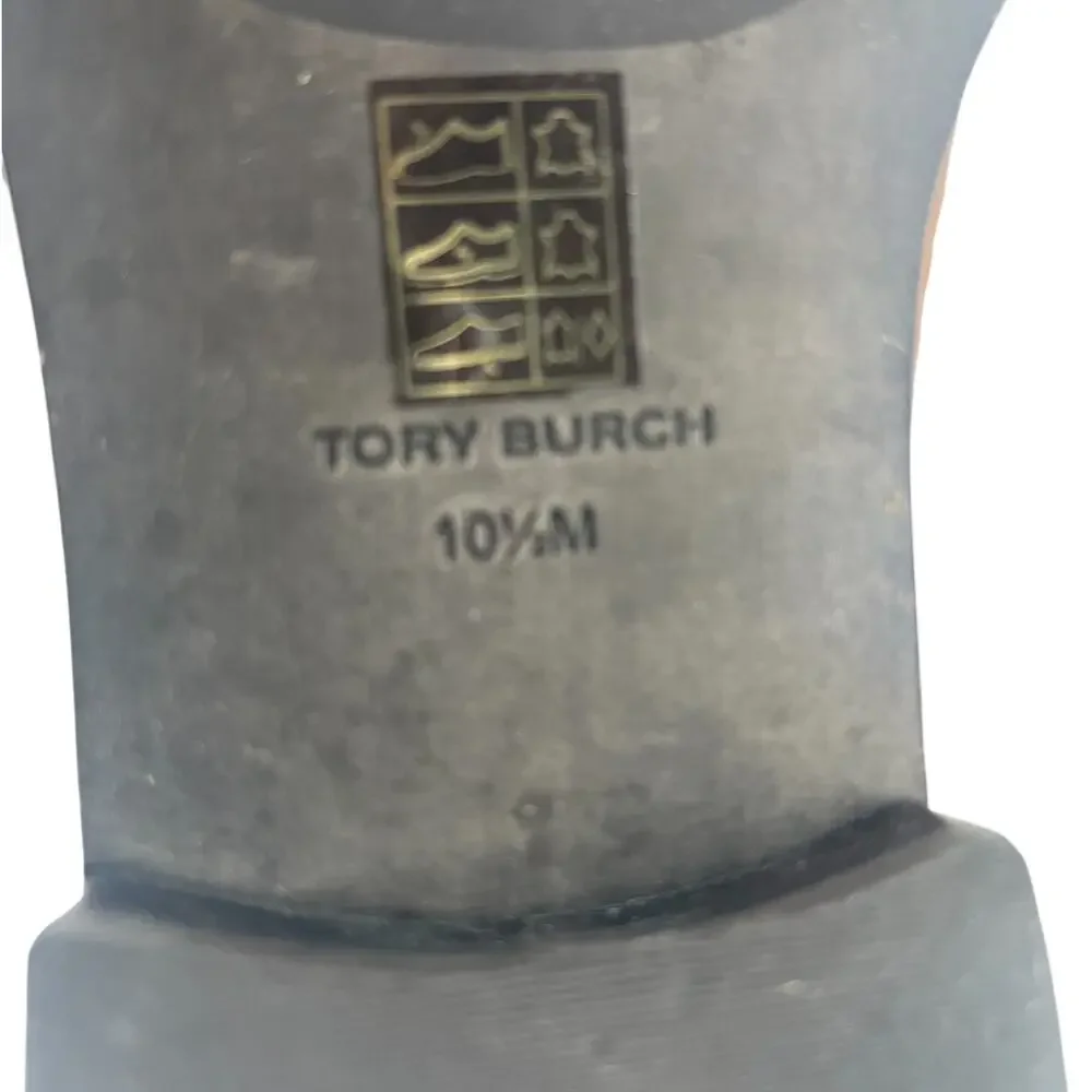 Tory Burch Riding‎ Logo Embossed Leather Knee High Boots Brown 10.5